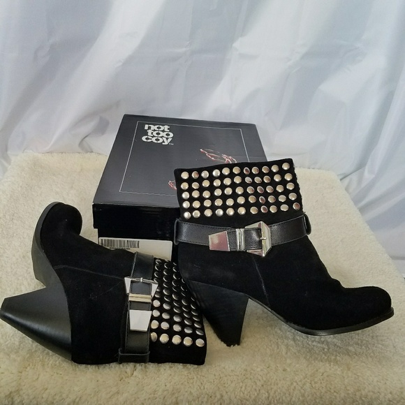 Not Too Coy Shoes - NOT TOO COY BLACK STUDDED MOTO BOOTS 9.5